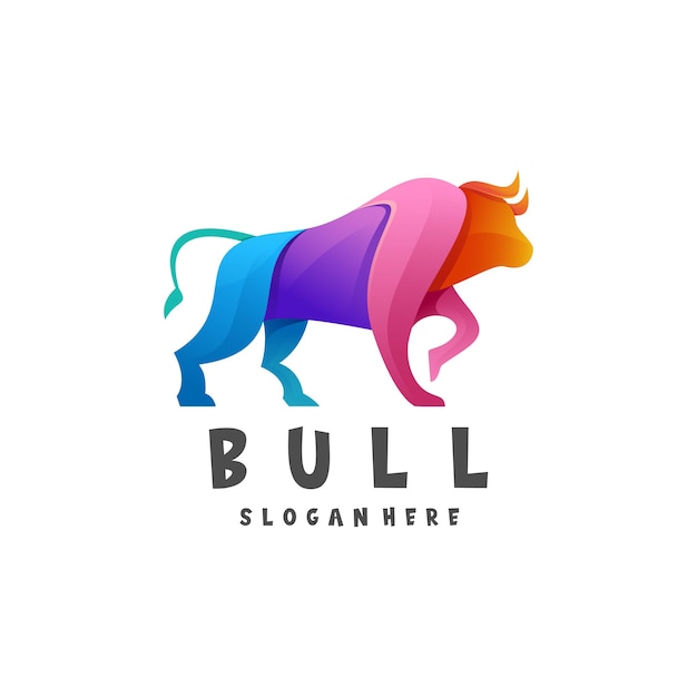 Stile colorato gradiente di toro illustrazione logo