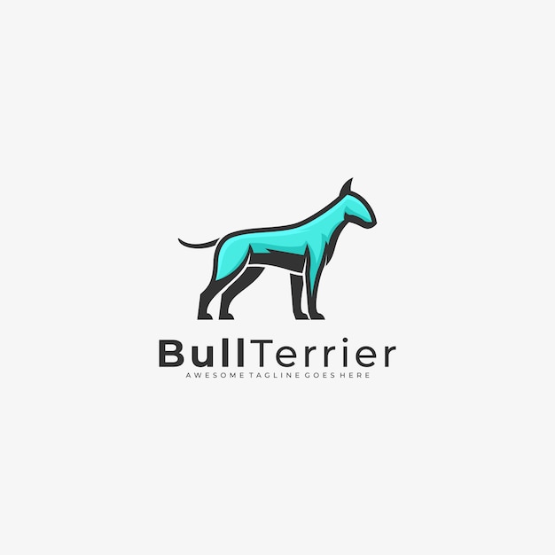 Logo illustration bull terrier mascot cartoon