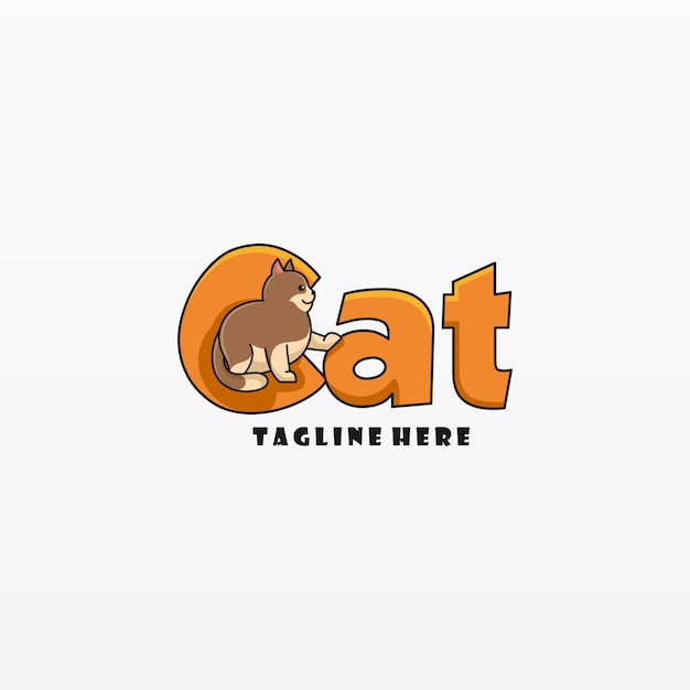  Logo Illustration Cat Simple Mascot Style.