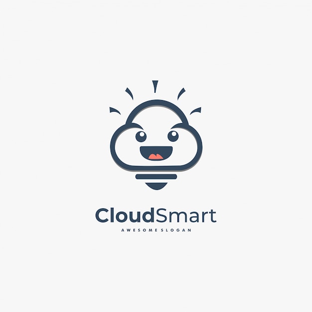 Fumetto sveglio di logo illustration cloud smart.