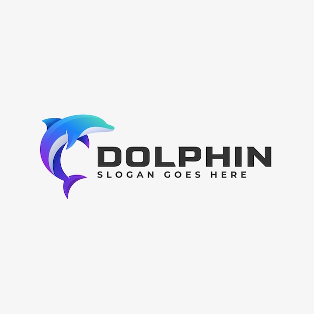  Logo Illustration Dolphin Gradient Colorful Style.