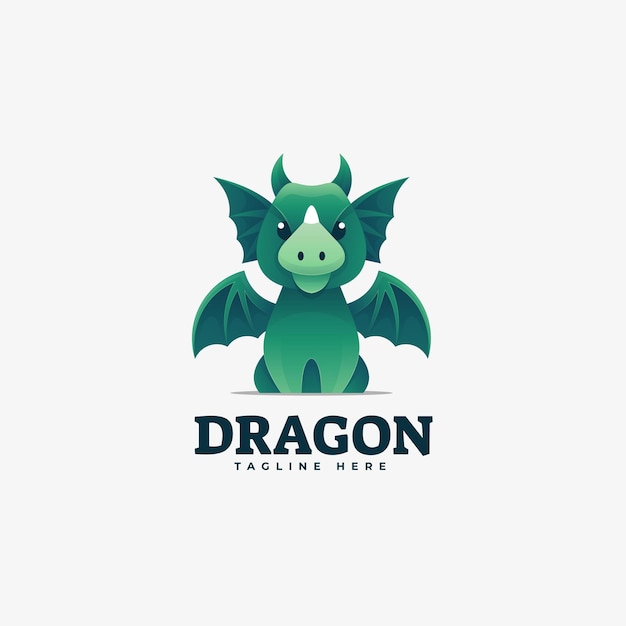 Logo illustrazione drago gradiente colorato stile.