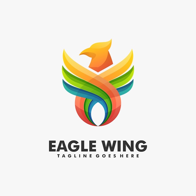  Logo Illustration Eagle Wing Gradient Colorful Style.