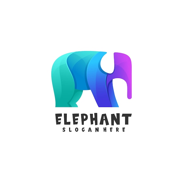 Логотип иллюстрация слон градиент красочный стиль.
