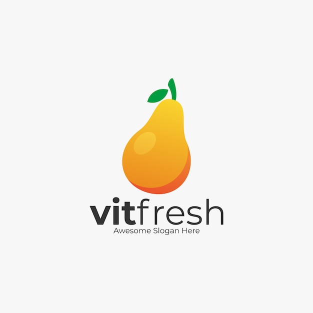 Logo Illustration Fresh pear Kleurrijke stijl.