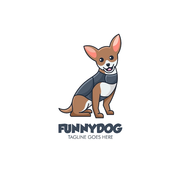 Stile semplice del fumetto della mascotte di logo illustration funny dog