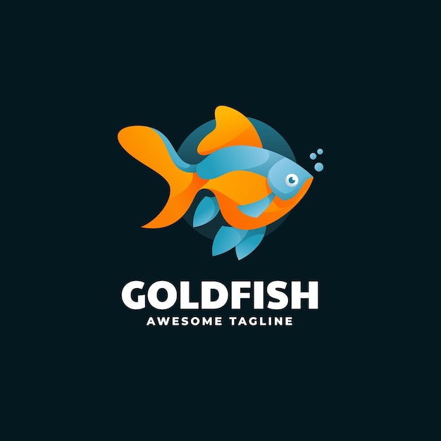 Vector logo illustration goldfish gradient colorful style