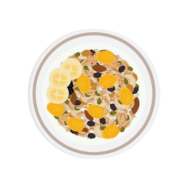 Vector logo illustration for healthy breakfast granola cereal