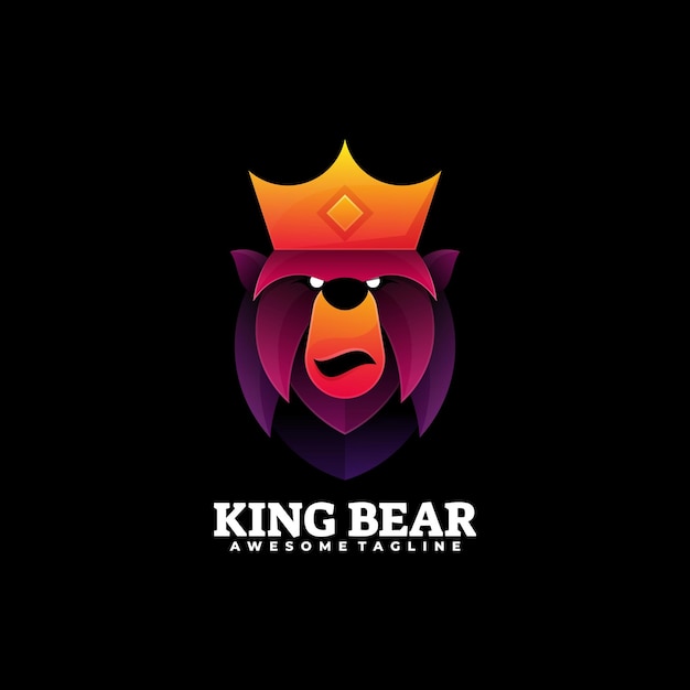 Logo Illustration King Bear Gradient Colorful Style.