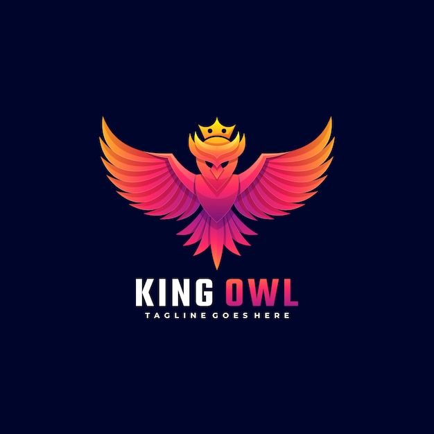 Logo illustration king owl gradient colorful style.