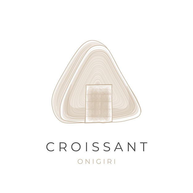 Logo illustrazione linea arte croissant onigiri