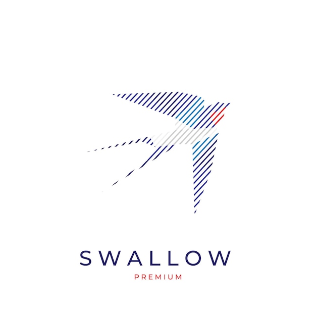 Vector logo illustration of the line components that make up the swallow