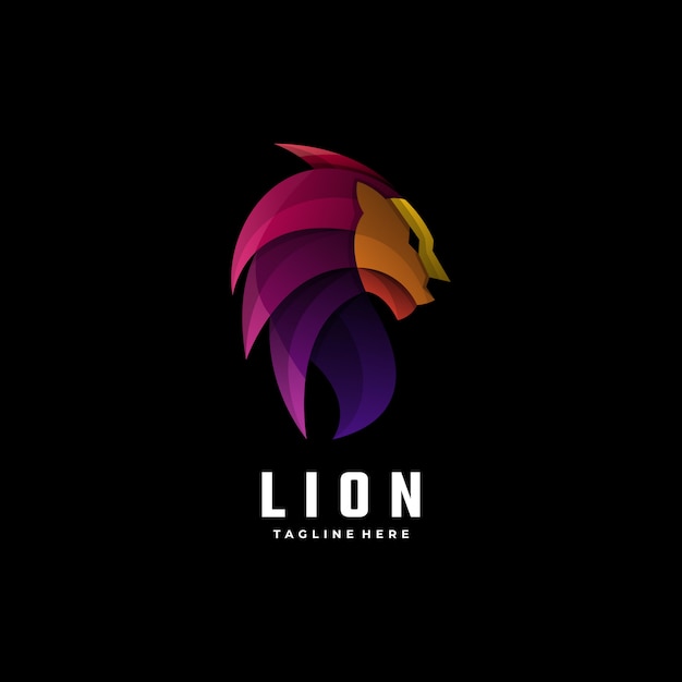 Logo illustration lion gradient colorful style.