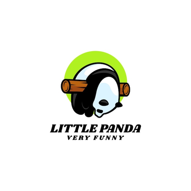 Illustrazione del logo mascotte del piccolo panda stile cartone animato