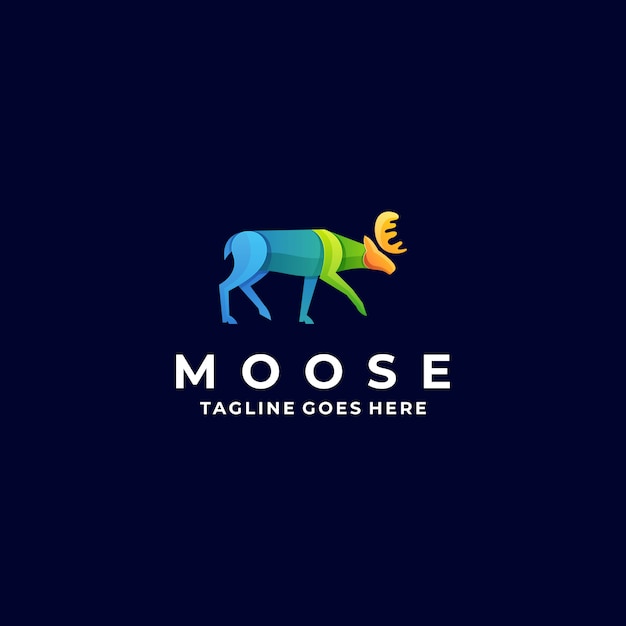 Logo illustration moose pose gradient colorful