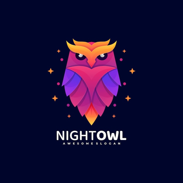  Logo Illustration Night Owl Gradient Colorful Style.