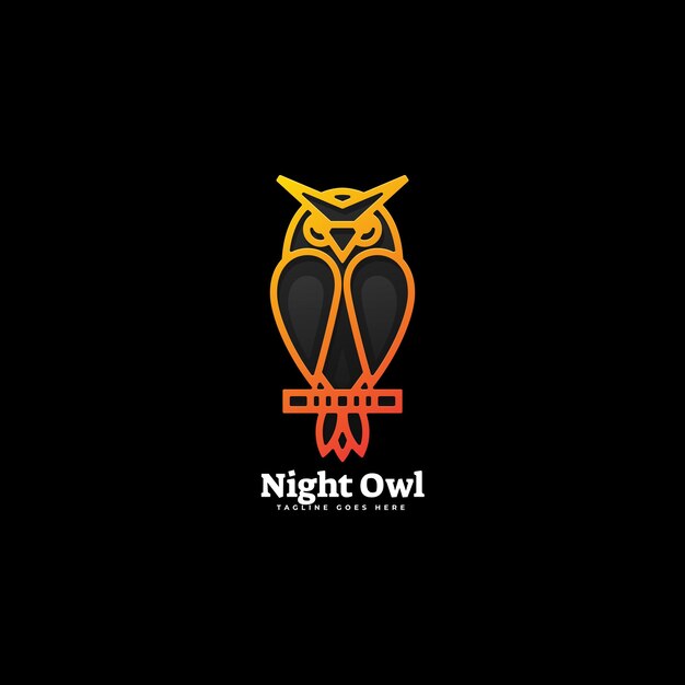 Logo illustration night owl gradient line art style