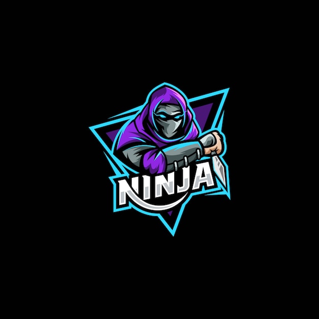 Vettore logo illustration ninja fighter e stile sportivo