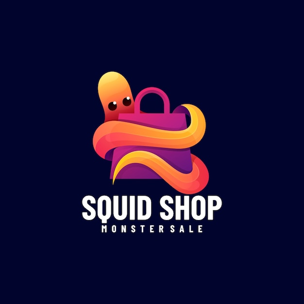 Logo Illustration Octopus Shop Gradient Colorful Style.