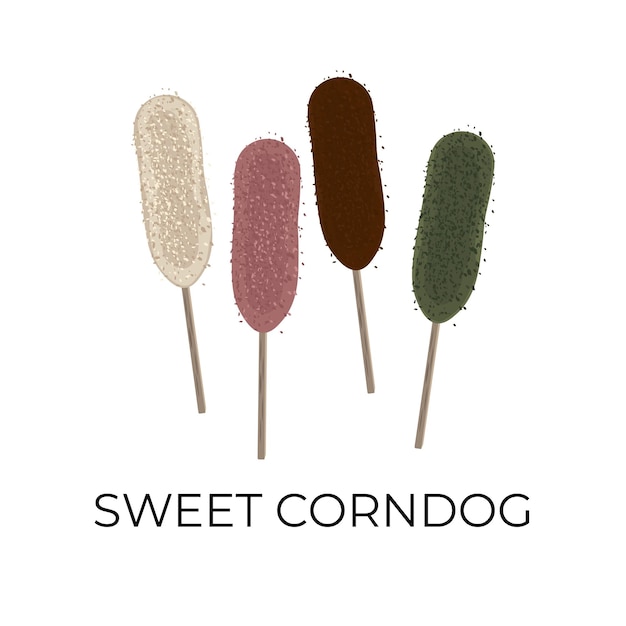 Вектор Логотип сладкой моцареллы corndog с различными вкусами