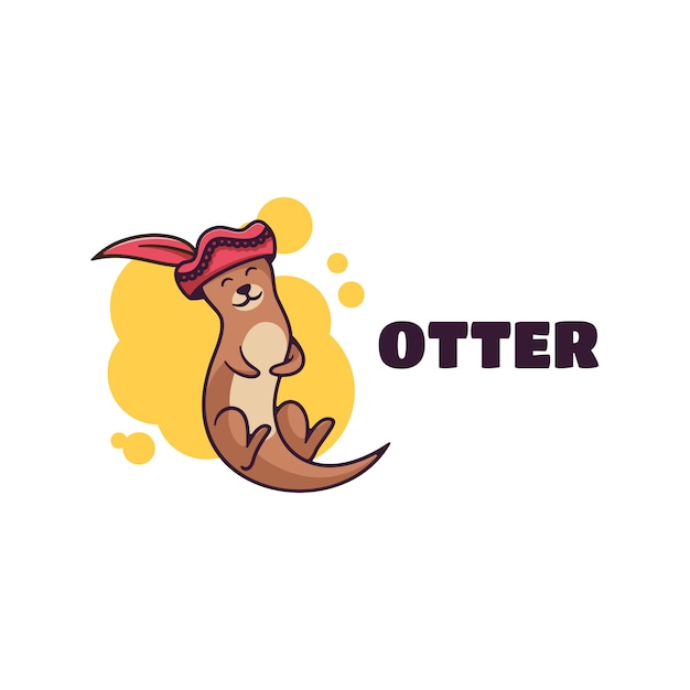 Логотип Иллюстрация Otter Простой стиль талисмана.