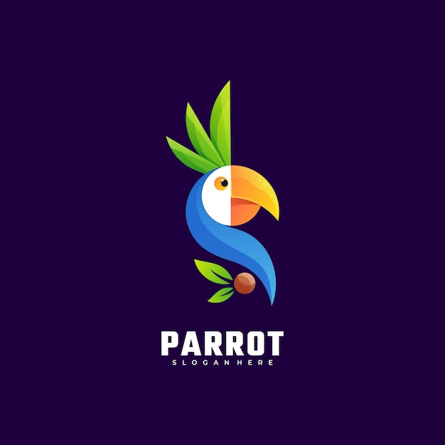 Vettore logo illustrazione parrot gradient colorful style.