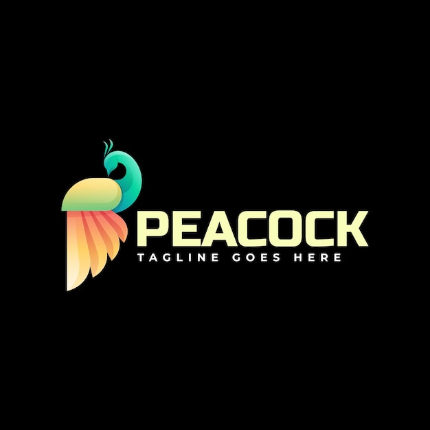   Logo Illustration Peacock Gradient Colorful Style.