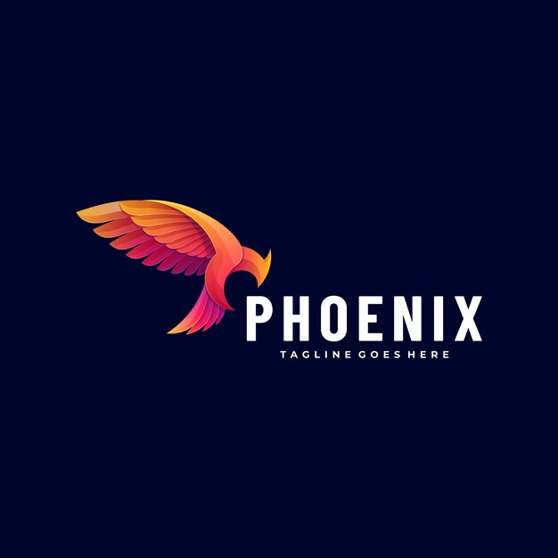 Logo illustration phoenix gradient colorful style.