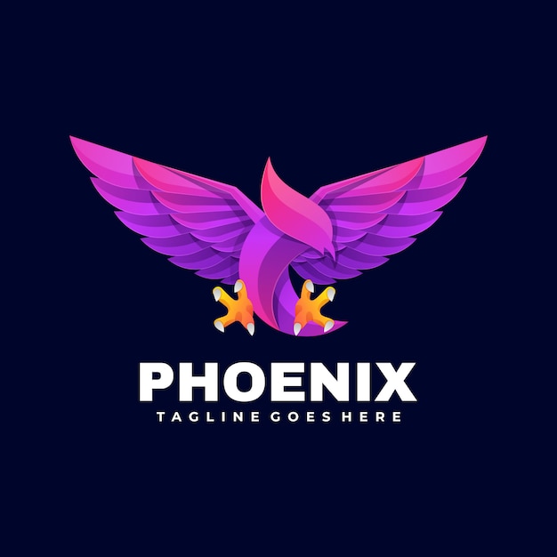 Logo illustration phoenix gradient colorful style.