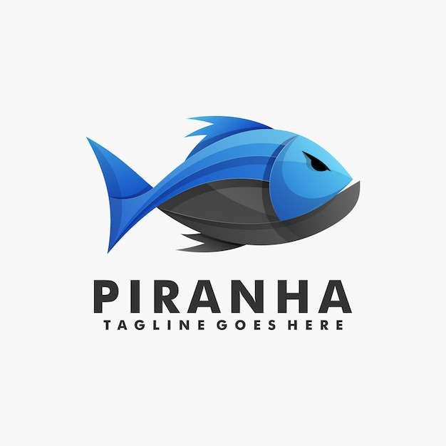 Logo Illustration Piranha Gradient Kleurrijke stijl.