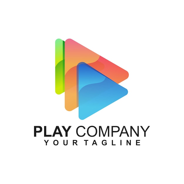 Vector logo illustration play list gradient colorful awesome