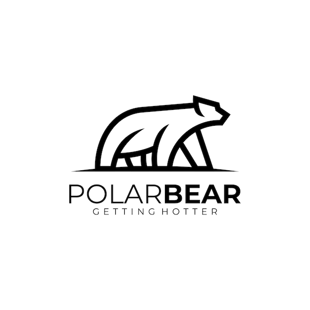  Logo Illustration Polar Bear Line Art Style.