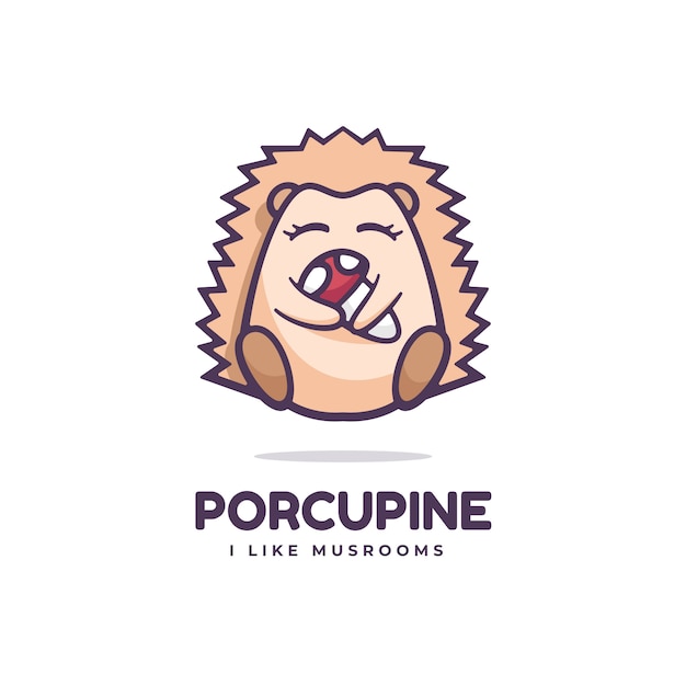 Logo illustrazione porcospino semplice stile mascotte.