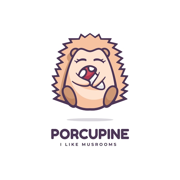  Logo Illustration Porcupine Simple Mascot Style.