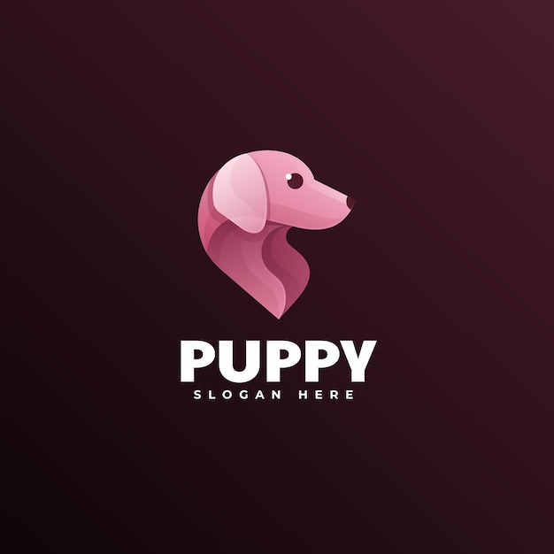 Vector logo illustration puppy gradient colorful style