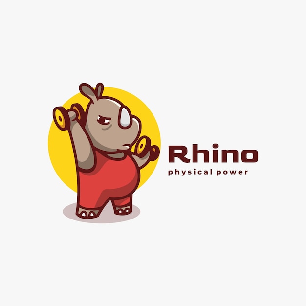 Логотип Иллюстрация Rhino Простой стиль талисмана.