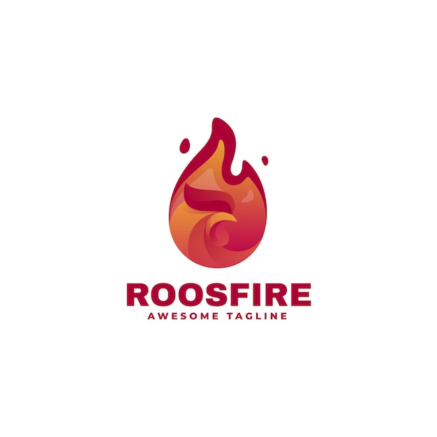 Logo illustration rooster fire gradient colorful style