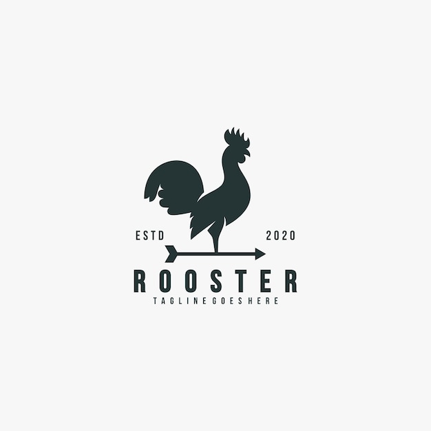 Logo illustration rooster pose vintage style