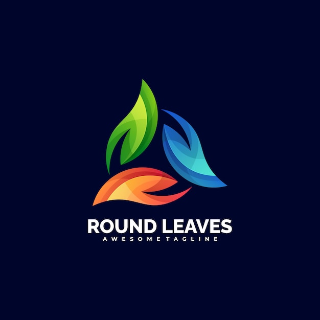  Logo Illustration Round leaves Gradient Colorful Style.
