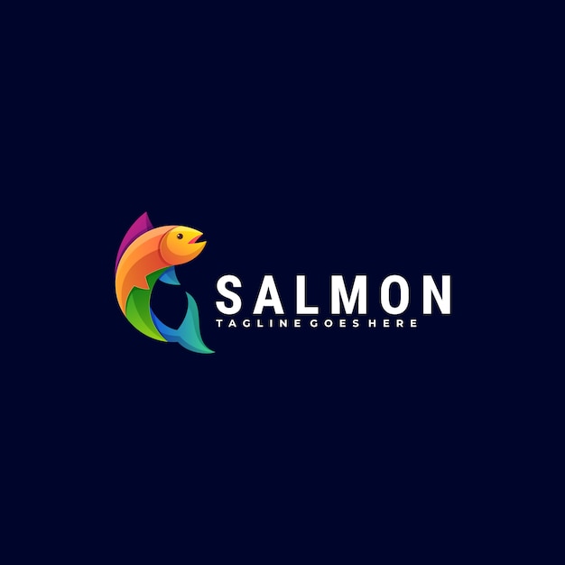 Логотип Иллюстрация Salmon Gradient Красочный стиль.