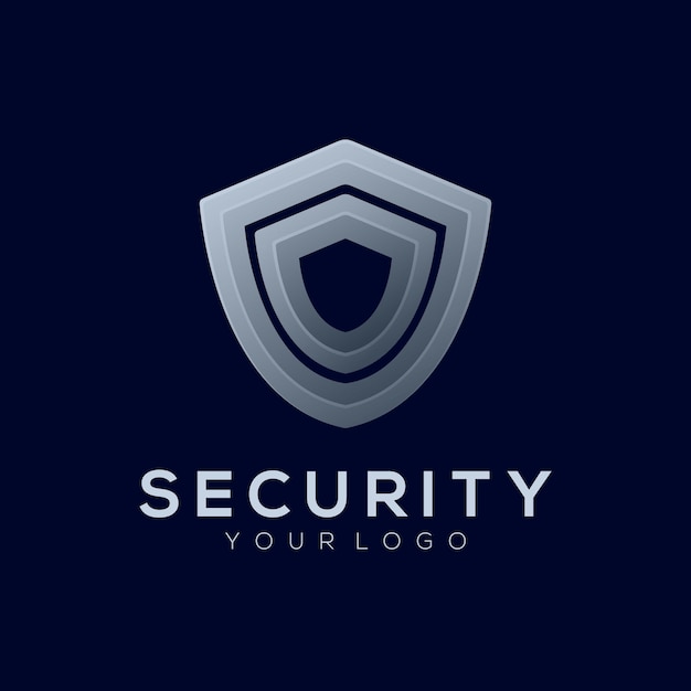 Vector logo illustration security gradient silver style