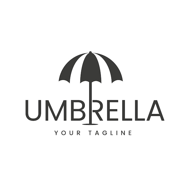 Logo illustration simple umbrella word sign R design template symbol icon