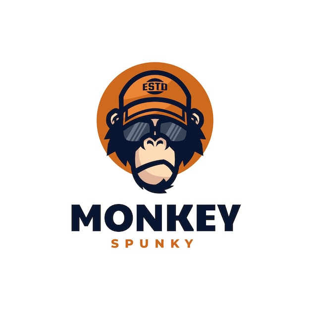 logo illustration spunky monkey mascot cartoon style