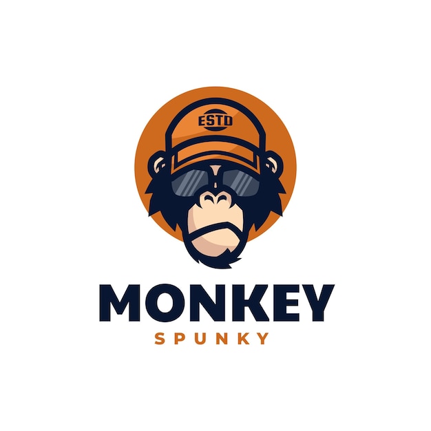 Логотип иллюстрация spunky monkey талисман мультяшном стиле