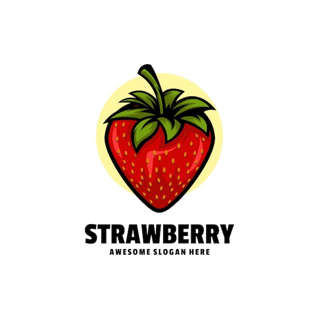   Logo Illustration Strawberry Simple Mascot Style.