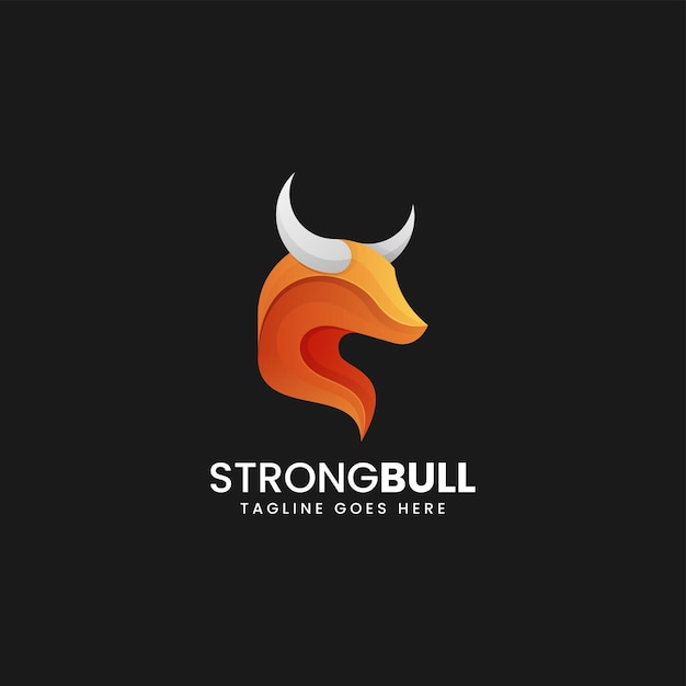 Vector logo illustration strong bull gradient colorful style