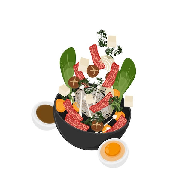 Illustrazione del logo di sukiyaki pronto a servire