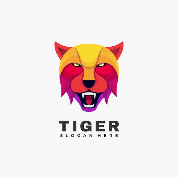 Vector logo illustration tiger colorful style.