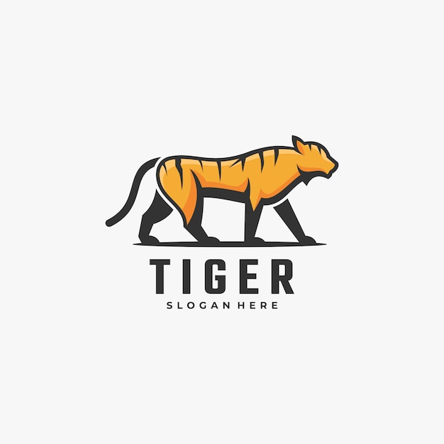  Logo Illustration Tiger Simple Mascot Style.