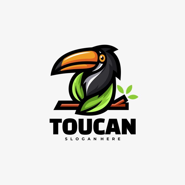 Vector logo illustration toucan simple mascot style.